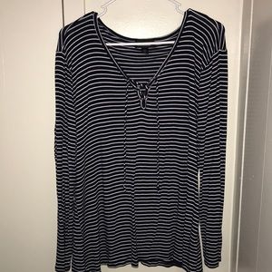 Navy and white striped long sleeve